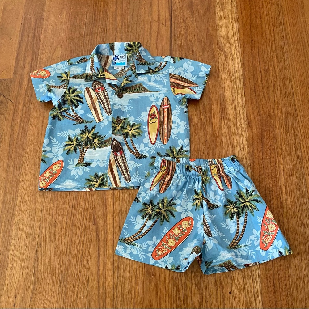 RJC Sportswear Hawaii Surfboard Print Kids Matching Set
